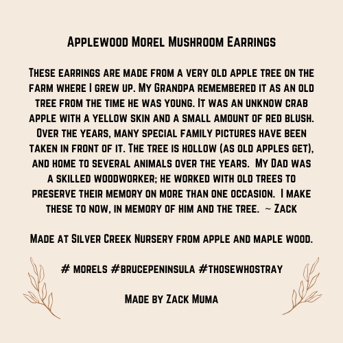 Applewood & Morel Mushroom Earrings