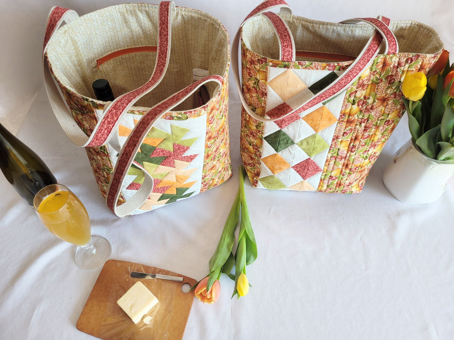 Quilted Picnic Tote or Market Bag