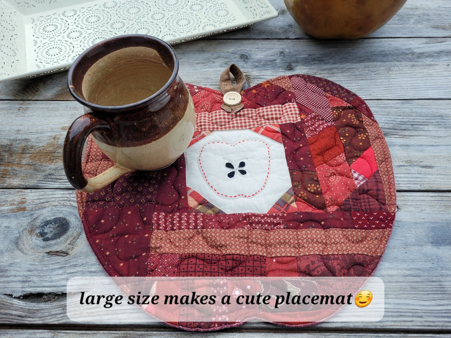 Red Scrappy Apple Mini Quilt 3 PC Set - Crimson Harvest