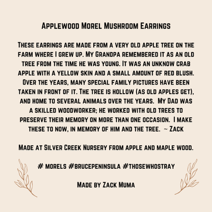Applewood & Morel Mushroom Earrings