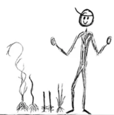 drawing of a person with a bittersweet vine 