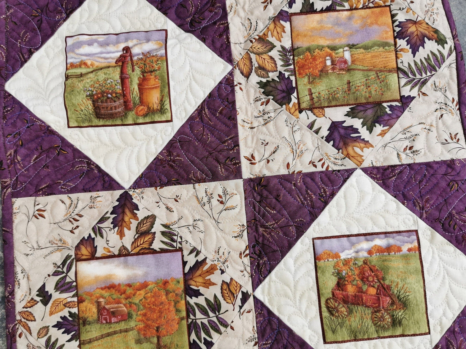 Country Farm Scene Mini Quilt for Fall