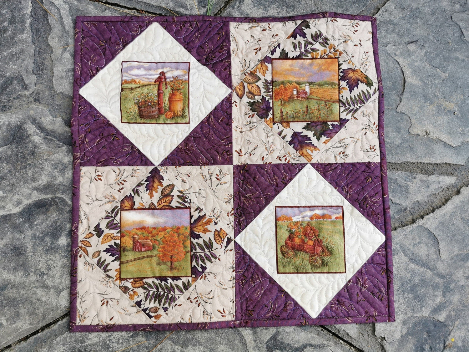 Country Farm Scene Mini Quilt for Fall