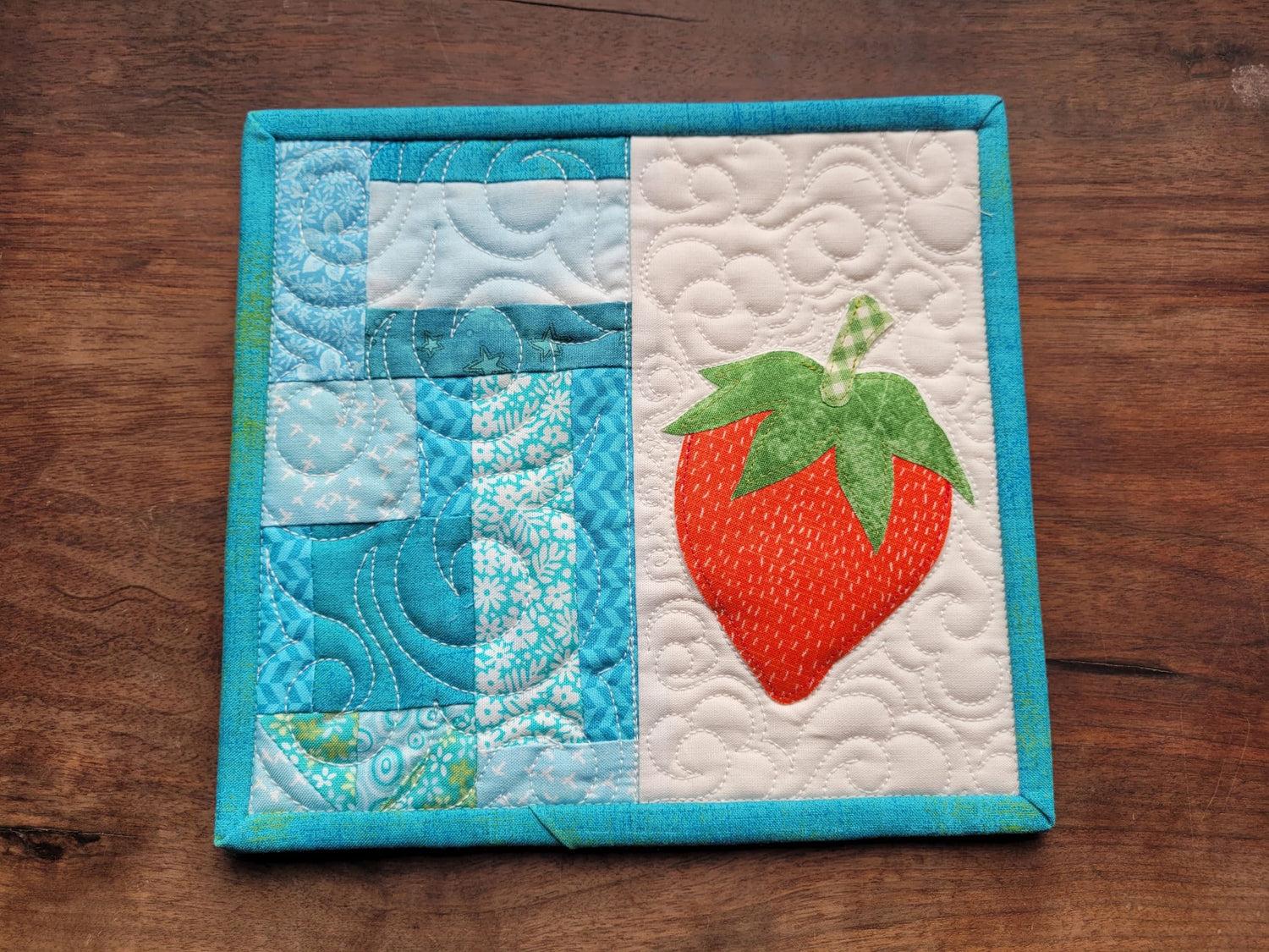 Strawberry Quilted Mug Rug